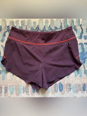 Athleta Women’s Running Shorts in Agate Purple with Orange Trim, Size M, $18